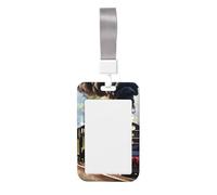 Steam Little Train Print Badge Holder with Breakaway Lanyard,Work Name Tag Breakaway Lanyard Id Card Protector Case