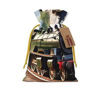 Steam Little Train Print Birthday Gifts Wrap Bag Unique Drawstring Gifts Bag Canvas Bags for Party Wedding Present,1 Piece S