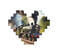 Steam Little Train Print Building Brick Puzzles, Family Keepsake Romantic Home Decor Anniversary Birthday Gifts