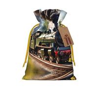 Steam Little Train Print Drawstring Gift Bags,For Holiday Season,Birthdays,Anniversaries And Any Special Occasion
