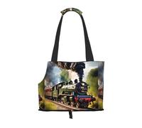 Steam Little Train Print Pet Tote Bag, Foldable Single Shoulder Pet Carrier For Small Pets Dogs Cats