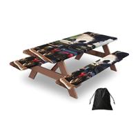 Steam Little Train Print Picnic Table Bench Cover Outdoor Waterproof Protector For Summer Camping