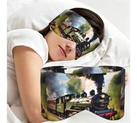 Steam Little Train Print Sleep Mask,Coverage Eye Mask,Soft Breathable Blindfold for Travel Nap Work