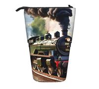 Steam Little Train Print Telescopic Pencil Case Portable Bag Makeup Pouch Stationery Organizer Office Travel