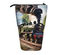 Steam Little Train Print Telescopic Standing Pencil Bag/Stand Up Stationery Bag/Makeup Bag/Storage Case