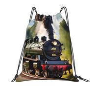 Steam Little Train Print Unisex Gym Sack Waterproof String Backpack Large Drawstring Backpack For Hiking Gym Yoga