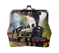 Steam Little Train Print Women'S Kiss Lock Coin Pouch, Mini Wallet For Cards And Lipstick, Soft Compact Purse
