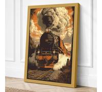 Steam Locomotive 382 Retro Canvas Wall Art Print 18x12 Inch (46 x 30 cm)