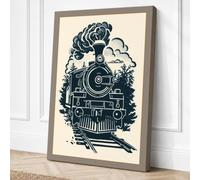 Steam Locomotive at Dawn Canvas Wall Art Print 18x12 Inch (46 x 30 cm)