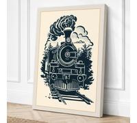 Steam Locomotive at Dawn Canvas Wall Art Print 18x12 Inch (46 x 30 cm)