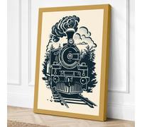 Steam Locomotive at Dawn Canvas Wall Art Print 18x12 Inch (46 x 30 cm)