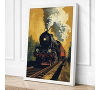 Steam Locomotive in Motion Canvas Wall Art Print 18x12 Inch (46 x 30 cm)
