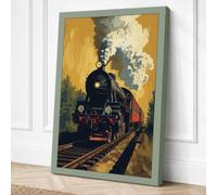 Steam Locomotive in Motion Canvas Wall Art Print 18x12 Inch (46 x 30 cm)