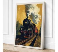 Steam Locomotive in Motion Canvas Wall Art Print 18x12 Inch (46 x 30 cm)