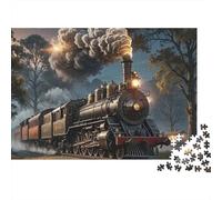 Steam Locomotive Night 1000 Pieces Puzzles Beautiful View Vintage Steam Train Decoration Puzzle Educational Game for Men And Women Challenging Jigsaw Jigsaw Puzzles for Adults 52x38cm/1000pcs