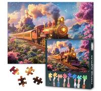 Steam Locomotive Ran Along the Railway Puzzles 1000 Pieces for Adults Fantasy Landscape Jigsaw Puzzles for Family Games Home Decor Difficult Challenge Puzzle as Gifts for Puzzle Lovers 27.5"X19.7"