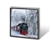 Steam Locomotive Square Metal Badges Decorative Brooches