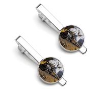 Steam Locomotive Train 2 Pcs Tie Clips for Men Necktie Tie Bar