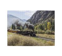 Steam Locomotive Train,500 Pieces Puzzles for Adults-Wooden Jigsaw Puzzle for Adults Elderly