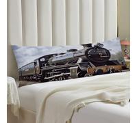 Steam Locomotive Train Body Pillow Cover with Hidden Zipper 20x54 Full Long Pillowcase for Couch Sofa Decor Breathable Bed Shams Boho Oversized Lumbar Pillow Covers for All Seasons