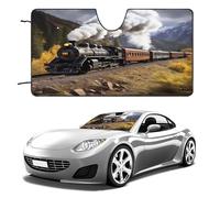 Steam Locomotive Train Car Windshield Sun Shade - Reflector Sunshade Offers Ultimate Protection for Car Interior, Cool Reflective Sun Blocker Fits Small Sedans, Mini SUVs 55"x30"