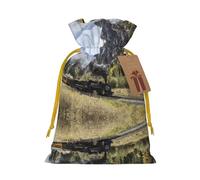 Steam Locomotive Train Christmas Drawstring Sack Gift Bag, Lightweight And Cute In Design