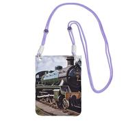 Steam Locomotive Train Crossbody Bags for Women Trendy Small Travel Cell Phone Bag Phone Purses Wallet for Men Purple