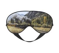 Steam Locomotive Train Double Sided Sleep Mask, Adjustable Blackout, Silk-Like Eye Mask for Sleeping,Travel, Soft, Breathable, Lightweight Comfortable Blindfold