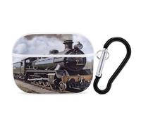 Steam Locomotive Train Earbuds Organizer Shockproof Protective Airpods Pro Cover with Carabiner Clip Anti Fall Carrying Earphone Case Cover for Airpods Pro 2nd Generation White