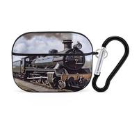 Steam Locomotive Train Earbuds Organizer Shockproof Protective Airpods Pro Cover with Carabiner Clip Anti Fall Carrying Earphone Case Cover for Airpods Pro 2nd Generation Black