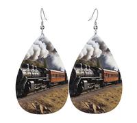 steam locomotive train earring woman eardrop leather earings double sided dangle earings lightweight ear accessories fashion jewelry birthday gift