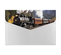 Steam Locomotive Train File Folder, Plastic Accordion File Folders with 6 Pockets, Expanding File Organizer with Snap Closure, Portable Document Paper Organizer, Office Supplies Filing Folders