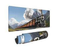 Steam Locomotive Train Gaming Mousepad Large Waterproof Non-Slip Desk Mat for Home Office Work Computer, Keyboard Pad Work from Home Essentials - 80x30cm