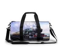 Steam Locomotive Train Gym Bag Lightweight Cylindrical Gym Bag Dry Wet Separated Duffel Pocket for Women Men