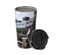 Steam Locomotive Train Insulated Coffee Mug with Lid Spill Proof Travel Coffee Mug for Cold And Hot Drinks Stainless Steel Tumbler Double-Wall Coffee Cup for Keep Hot/Ice Coffee Tea