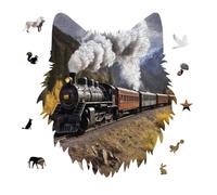 Steam Locomotive Train Jigsaw Puzzle 175PCS Wolf Head Design Puzzle Wooden Jigsaw Puzzles for Adults Families
