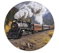 Steam Locomotive Train Jigsaw Puzzle Challenging Round Animals Puzzle Wooden Jigsaw Puzzles for Adults Families 195 PCS
