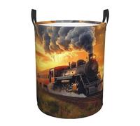 Steam Locomotive Train Laundry Basket Hamper Large Kids Storage Basket Toy Organizer Bins For College Dorms, Boys Girls Baby Bedroom,Bathroom