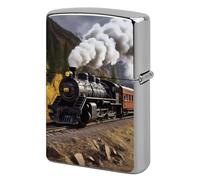 Steam Locomotive Train Lighter Case Double-Sided Graffiti Metal Lighter Cover Lighters Protective Sleeve for Women Men Standard Lighters