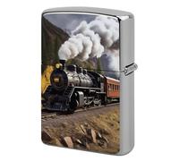 Steam Locomotive Train Lighter Case Pouch Double-Sided Metal Lighter Sleeve Scratch & Drop Resistant Lighters Protector Fits Standard Kerosene Lighters Pocket Protective Cover for Camping Party