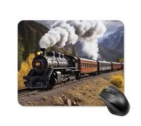 Steam Locomotive Train Mouse Pad, Thick Rubber Non-Slip Mousepad, Stitched Edges Waterproof Square Mouse Mat with Cute Pattern for Gaming Work Computer Office 9.4"x7.9"