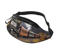 Steam Locomotive Train Outdoor Sports Waist Bag & Casual Chest Pack, Adjustable Unisex Fanny Pack for Hiking/Running/Cycling