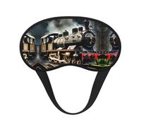 Steam Locomotive Train Print Blackout Sleep Mask, with Adjustable Strap for Travel, Night Work, Nap, Office