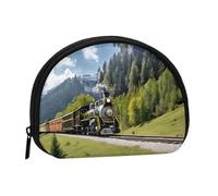 Steam Locomotive Train Print Coin Purse Mini Wallet for Women Girls Personality Small Coin Pouch Shell Storage Bag Clutch Wallets, One Size, Casual