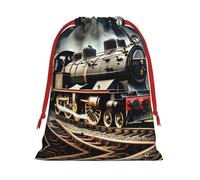 Steam Locomotive Train Print Drawstring Gift Bag,Party Gift Bags,Reusable Christmas Drawstring Wrapping Bags