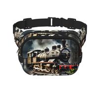 Steam Locomotive Train print Fanny Pack Purse with Adjustable Strap Square Double Layer Waist Bag Belt Unisex Everywhere