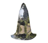 (Steam Locomotive Train) Print Hooded Cape For Teenagers Costume Party, Halloween Hooded Cape Soft and Elastic,L