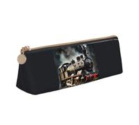 Steam Locomotive Train Print Stylish Triangular Pencil Case Pouch for Large-Capacity Stationery Organizer
