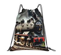Steam Locomotive Train Print Unisex Swimming Bags Portable String Backpack Durable Drawstring Backpack For Holidays Yoga Hiking