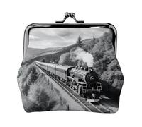 Steam Locomotive Train Print Vintage Leather Change Purse Elegant Small Coin Purse for Women Coin Pouch Wallet Mini